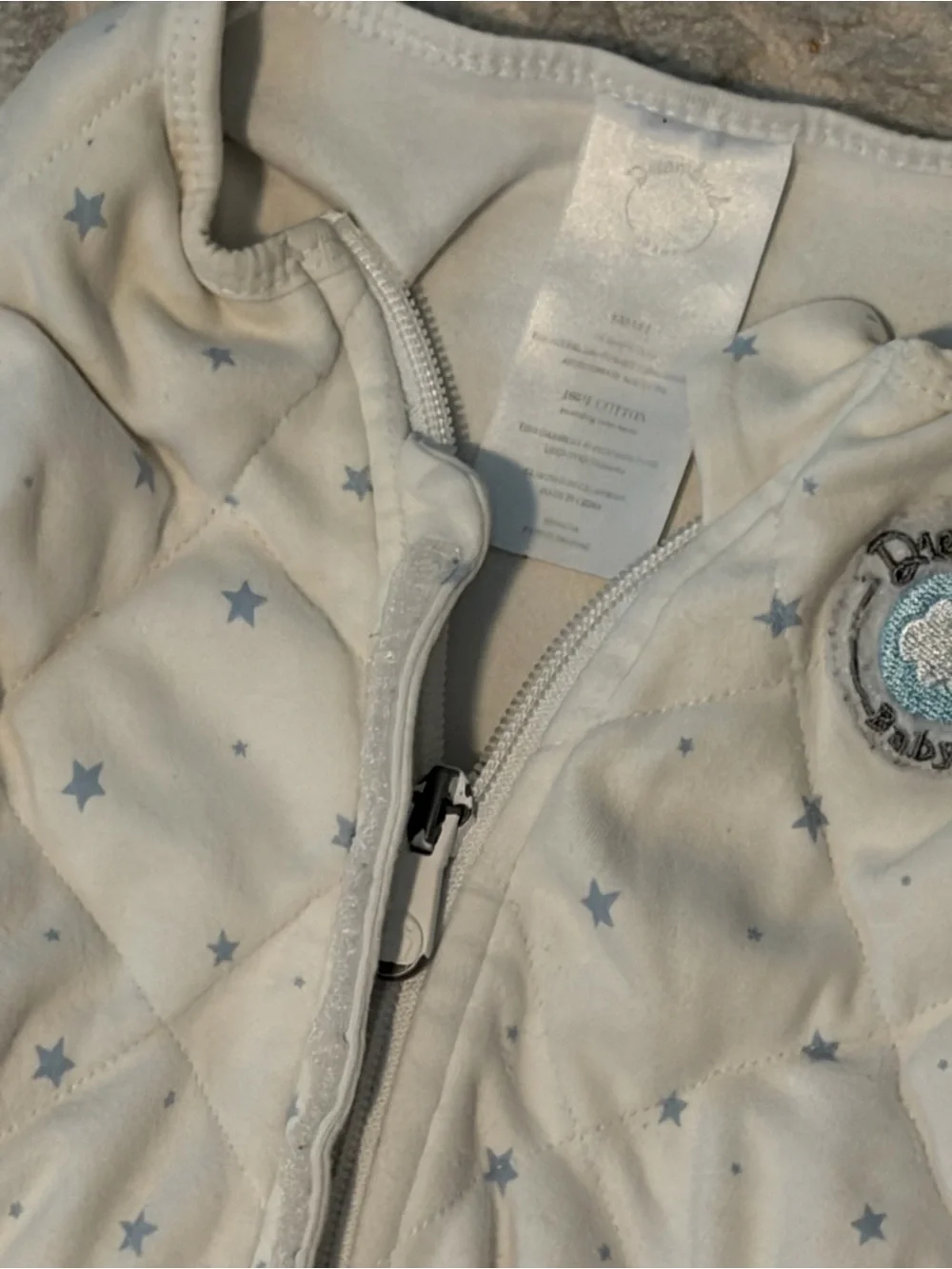 Dream Weighted Sack Baby Sleep Sack in Light Gray & White